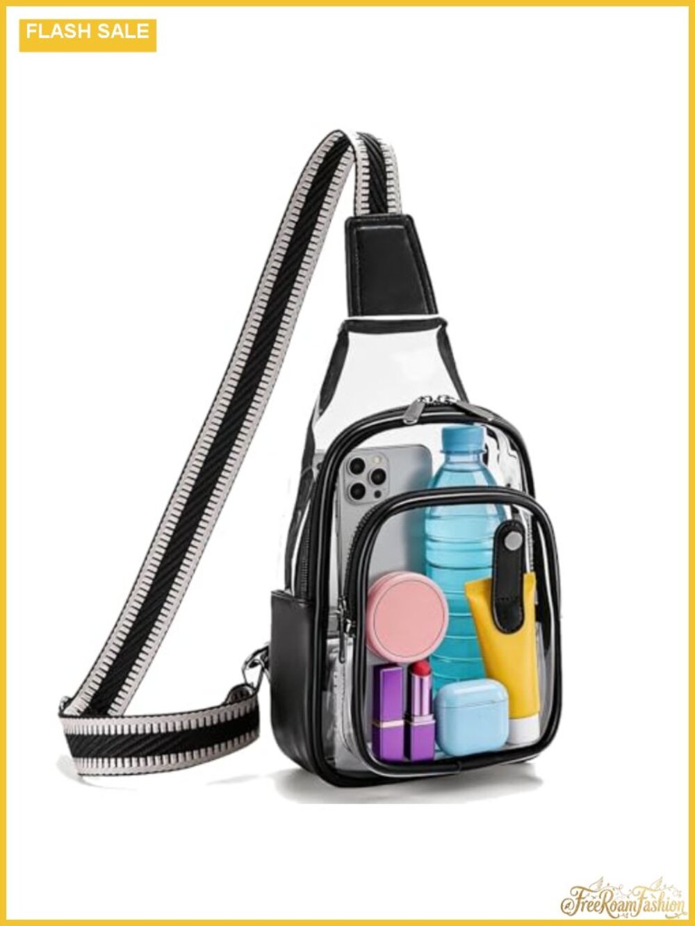 Clear Stadium Bag Crossbody Purse PVC Locking Zipper Adjustable Strap